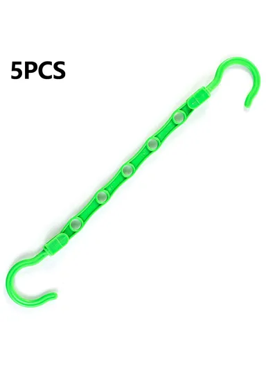 5-Pcs Anti-Slip Clothes Hanger, 5 Hole Design Rotatable Space Saving Wardrobe Organizer (L39 x W6)cm - Green