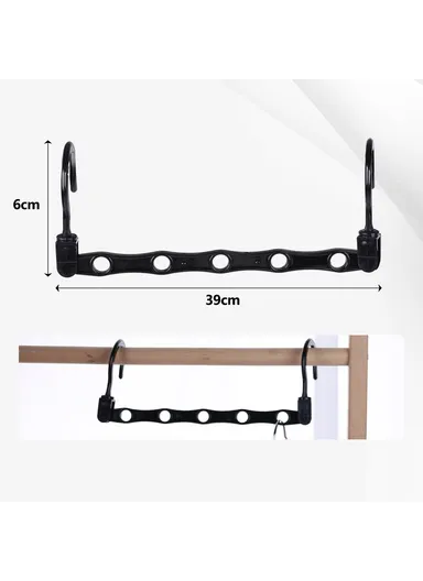 5-Pcs Anti-Slip Clothes Hanger, 5 Hole Design Rotatable Space Saving Wardrobe Organizer (L39 x W6)cm - Green