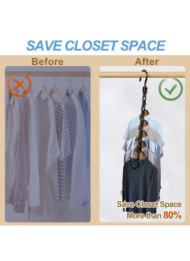 5-Pcs Anti-Slip Clothes Hanger, 5 Hole Design Rotatable Space Saving Wardrobe Organizer (L39 x W6)cm - Green