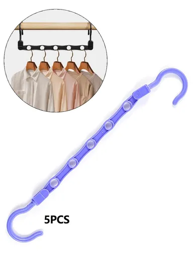 5-Pcs Anti-Slip Clothes Hanger, 5 Hole Design Rotatable Space Saving Wardrobe Organizer (L39 x W6)cm - Purple