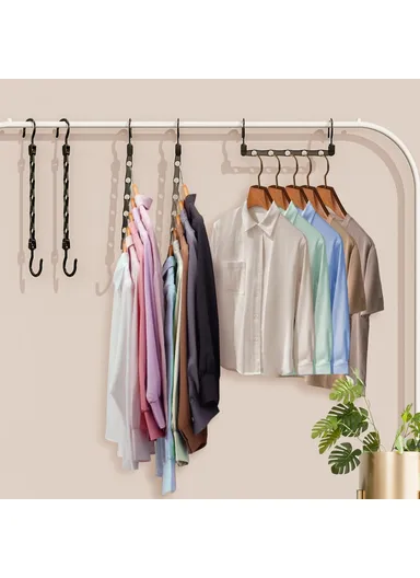 5-Pcs Anti-Slip Clothes Hanger, 5 Hole Design Rotatable Space Saving Wardrobe Organizer (L39 x W6)cm - Yellow