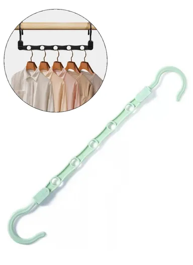 Anti-Slip Clothes Hanger, 5 Hole Design Rotatable Space Saving Wardrobe Organizer (L39 x W6)cm - Light Green