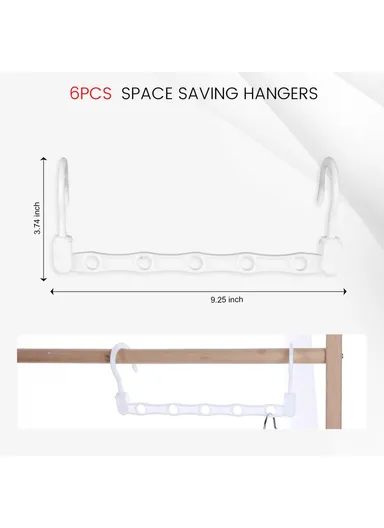 Anti-Slip Clothes Hanger, 5 Hole Design Rotatable Space Saving Wardrobe Organizer (L39 x W6)cm - Light Green
