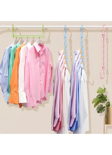 Anti-Slip Clothes Hanger, 5 Hole Design Rotatable Space Saving Wardrobe Organizer (L39 x W6)cm - Baby Blue