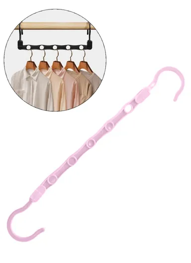 Anti-Slip Clothes Hanger, 5 Hole Design Rotatable Space Saving Wardrobe Organizer (L39 x W6)cm - Pink