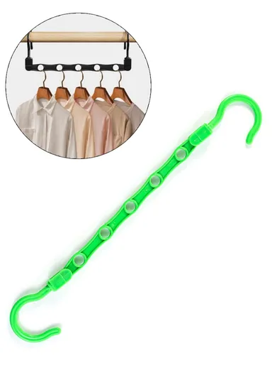 Anti-Slip Clothes Hanger, 5 Hole Design Rotatable Space Saving Wardrobe Organizer (L39 x W6)cm - Green