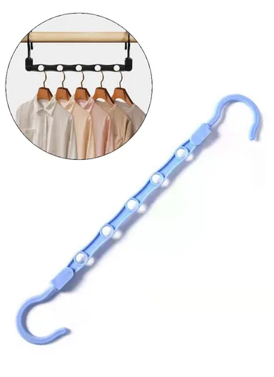 Anti-Slip Clothes Hanger, 5 Hole Design Rotatable Space Saving Wardrobe Organizer (L39 x W6)cm - Blue