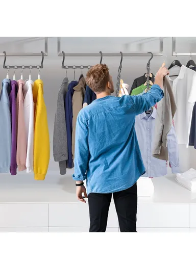 Anti-Slip Clothes Hanger, 5 Hole Design Rotatable Space Saving Wardrobe Organizer (L39 x W6)cm - Blue
