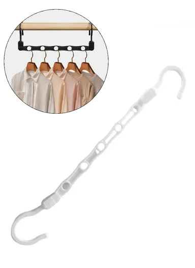 Anti-Slip Clothes Hanger, 5 Hole Design Rotatable Space Saving Wardrobe Organizer (L39 x W6)cm - White