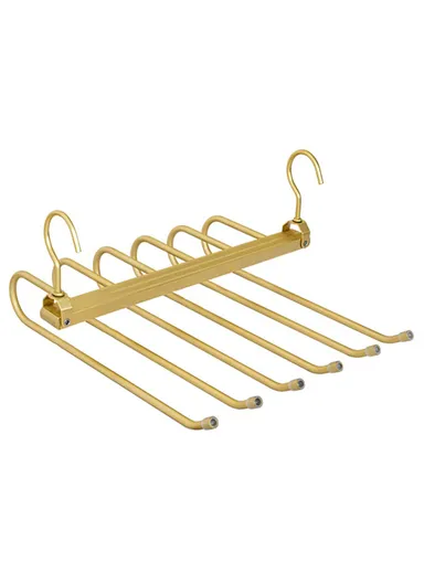 Foldable Aluminum Alloy Pants Hanger 6 Layer Space Saving Wardrobe Trouser Organizer - Gold