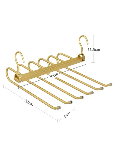 Foldable Aluminum Alloy Pants Hanger 6 Layer Space Saving Wardrobe Trouser Organizer - Gold