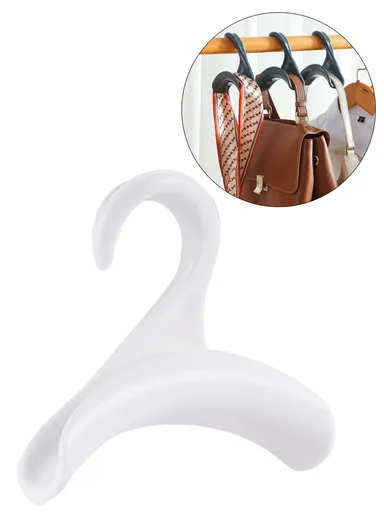 1-Pcs Arched Hooks Wardrobe Organizer, Multi-Use Handbag Scarf Hat Storage Hanger (L11 x W4 x H11)cm - White