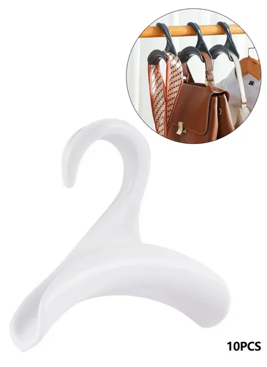10-Pcs Arched Hooks Wardrobe Organizer, Multi-Use Handbag Scarf Hat Storage Hanger (L11 x W4 x H11)cm - White