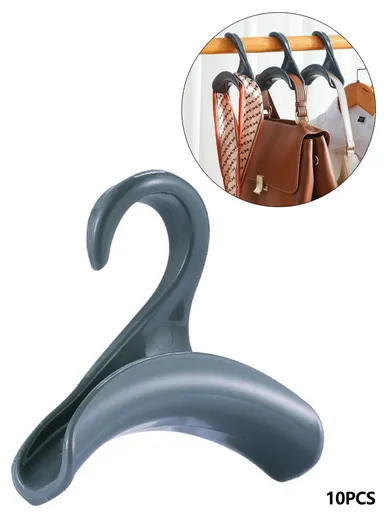 10-Pcs Arched Hooks Wardrobe Organizer, Multi-Use Handbag Scarf Hat Storage Hanger (L11 x W4 x H11)cm - Grey