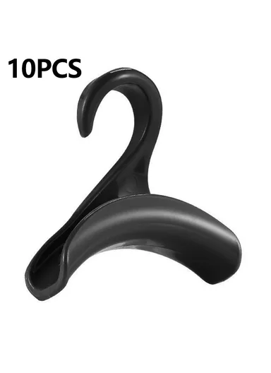 10-Pcs Arched Hooks Wardrobe Organizer, Multi-Use Handbag Scarf Hat Storage Hanger (L11 x W4 x H11)cm - Black