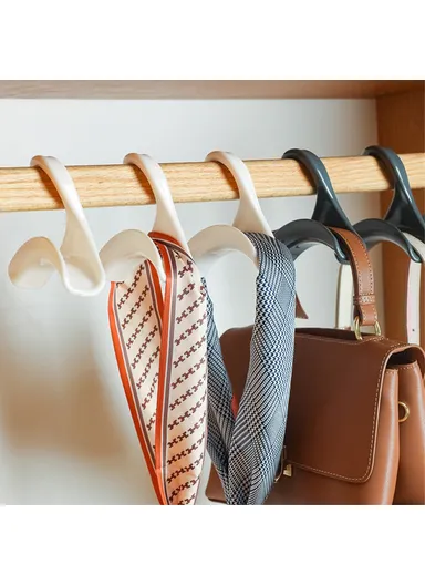 10-Pcs Arched Hooks Wardrobe Organizer, Multi-Use Handbag Scarf Hat Storage Hanger (L11 x W4 x H11)cm - Black