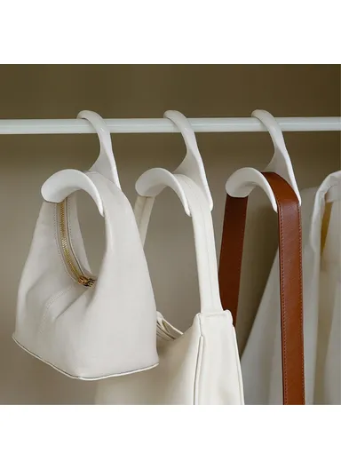 10-Pcs Arched Hooks Wardrobe Organizer, Multi-Use Handbag Scarf Hat Storage Hanger (L11 x W4 x H11)cm - Black