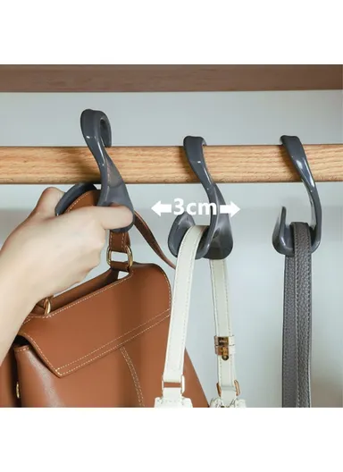 10-Pcs Arched Hooks Wardrobe Organizer, Multi-Use Handbag Scarf Hat Storage Hanger (L11 x W4 x H11)cm - Black