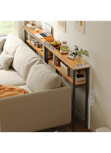 Wall Gap Dual Layer Organizer Shelf, Narrow Space Saver Storage Rack (L120 x W20 x H100.2)cm - Black 