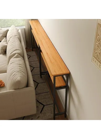 Wall Gap Dual Layer Organizer Shelf, Narrow Space Saver Storage Rack (L120 x W20 x H100.2)cm - Black 