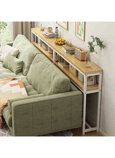 Wall Gap Dual Layer Organizer Shelf, Narrow Space Saver Storage Rack (L100 x W20 x H100.2)cm - White 