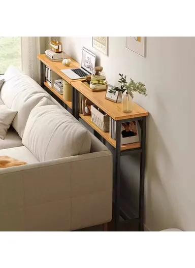 Wall Gap Dual Layer Organizer Shelf, Narrow Space Saver Storage Rack (L80 x W20 x H100.2)cm - Black 