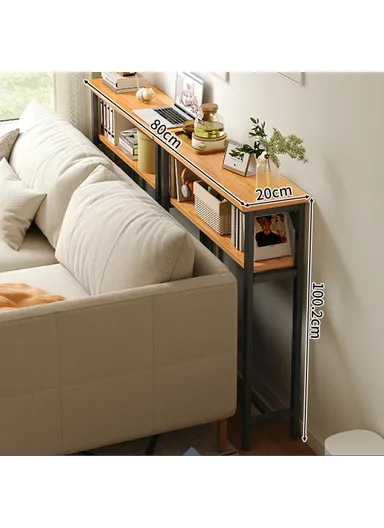 Wall Gap Dual Layer Organizer Shelf, Narrow Space Saver Storage Rack (L80 x W20 x H100.2)cm - Black 