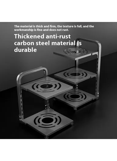 2-Tiers Adjustable Kitchen Storage Rack, Multi-Use Carbon Steel Storage Shelf, Under Sink Cabinet Organizer (L26 x W24 x H31)cm - White