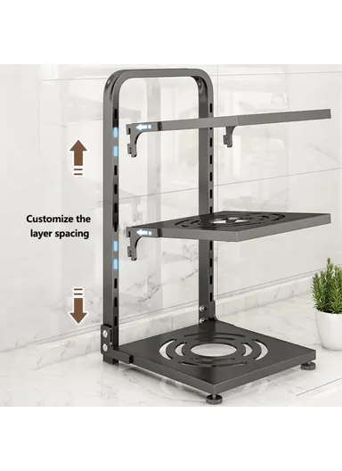 2-Tiers Adjustable Kitchen Storage Rack, Multi-Use Carbon Steel Storage Shelf, Under Sink Cabinet Organizer (L26 x W24 x H31)cm - White