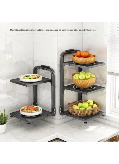 2-Tiers Adjustable Kitchen Storage Rack, Multi-Use Carbon Steel Storage Shelf, Under Sink Cabinet Organizer (L26 x W24 x H31)cm - White