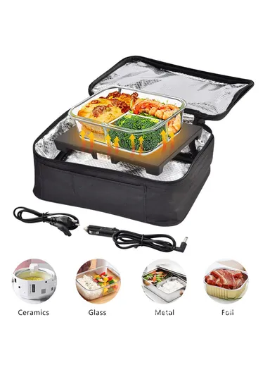 12V Electric Heated Lunch Bag for Travel Camping Oxford Cloth Insulated Food Warmer - EU Plug