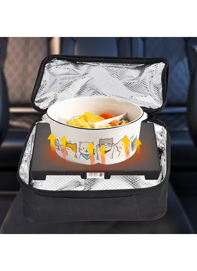 12V Electric Heated Lunch Bag for Travel Camping Oxford Cloth Insulated Food Warmer - EU Plug