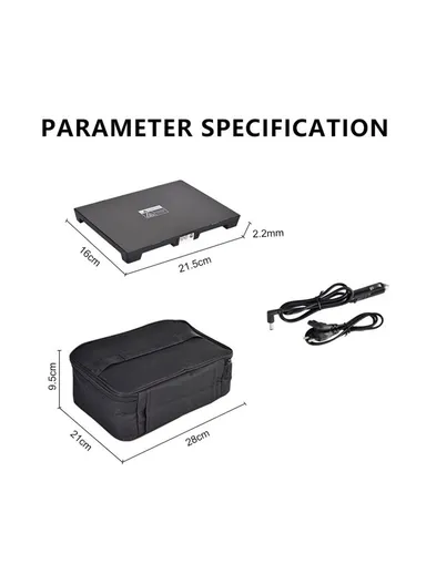 12V Electric Heated Lunch Bag for Travel Camping Oxford Cloth Insulated Food Warmer - EU Plug