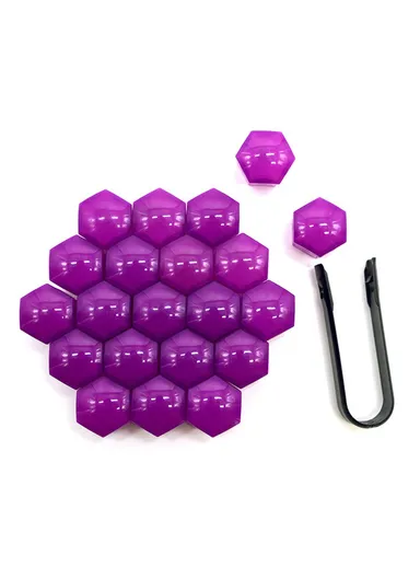 20-Pcs 17mm Universal Car Wheel Nut Bolt Covers, Dust-Proof Tire Screw Cap Hub Protective Covers - Purple