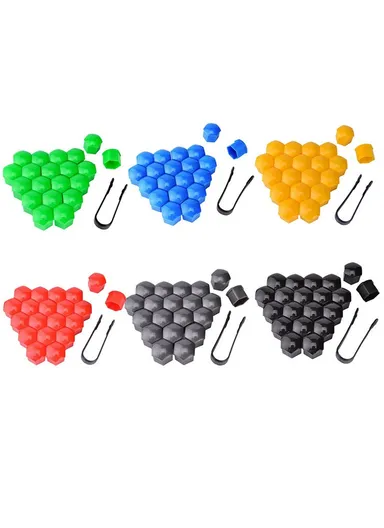 20-Pcs 17mm Universal Car Wheel Nut Bolt Covers, Dust-Proof Tire Screw Cap Hub Protective Covers - Green