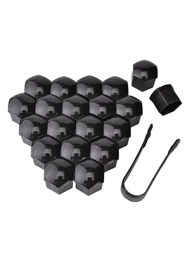20-Pcs 19mm Universal Car Wheel Nut Bolt Covers, Dust-Proof Tire Screw Cap Hub Protective Covers - Black