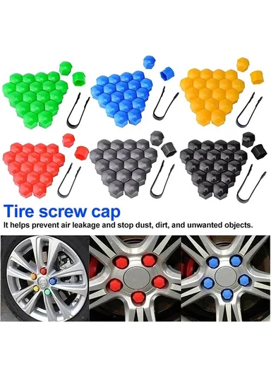 20-Pcs 19mm Universal Car Wheel Nut Bolt Covers, Dust-Proof Tire Screw Cap Hub Protective Covers - Black