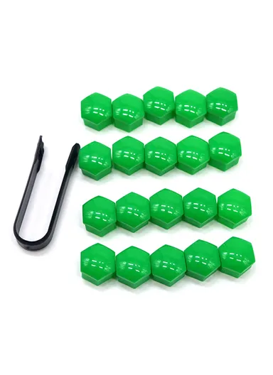 20-Pcs 21mm Universal Car Wheel Nut Bolt Covers, Dust-Proof Tire Screw Cap Hub Protective Covers - Green