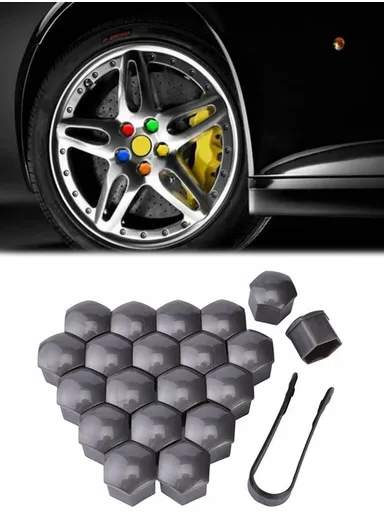 20-Pcs 21mm Universal Car Wheel Nut Bolt Covers, Dust-Proof Tire Screw Cap Hub Protective Covers - Grey