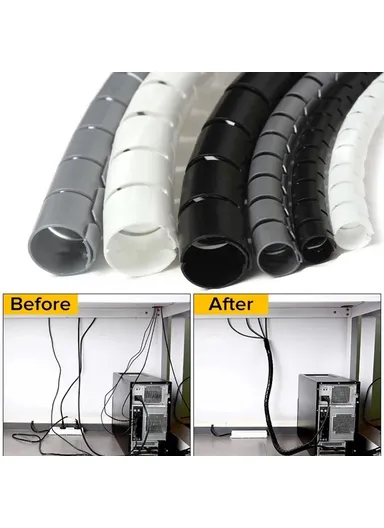 1m Cable Management PE Sleeve Computer Wire Flexible Power Cord Organizer - Grey