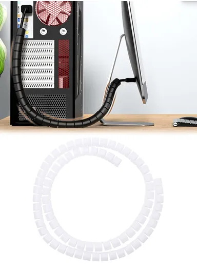 1m Cable Management PE Sleeve Computer Wire Flexible Power Cord Organizer - White