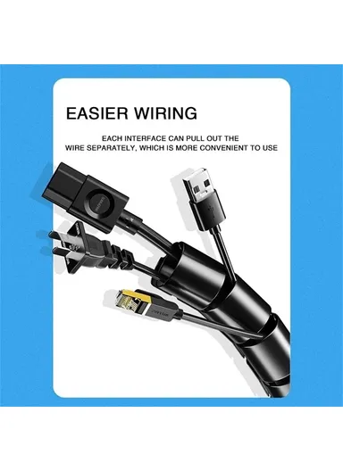 1m Cable Management PE Sleeve Computer Wire Flexible Power Cord Organizer - White