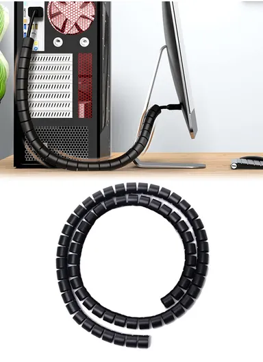1m Cable Management PE Sleeve Computer Wire Flexible Power Cord Organizer - Black