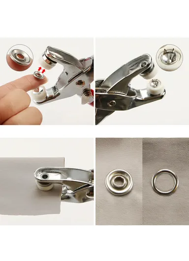9.5mm Metal Grommet Eyelet Plier Set Eyelet Hole Punch Plier Kit Grommet Tool for Leather Clothes Belt - 200Pcs