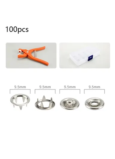 9.5mm Metal Grommet Eyelet Plier Set Eyelet Hole Punch Plier Kit Grommet Tool for Leather Clothes Belt - 100Pcs