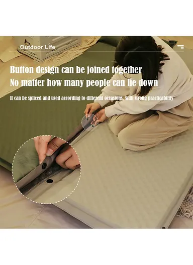 Single Automatic Air Mattress with Carrying Bag, Multi-Use Adjustable Indoor &amp; Outdoor Activity Water-Repellent Sleeping Mattress G05-9B (L190 x W65 x T3)cm - Beige