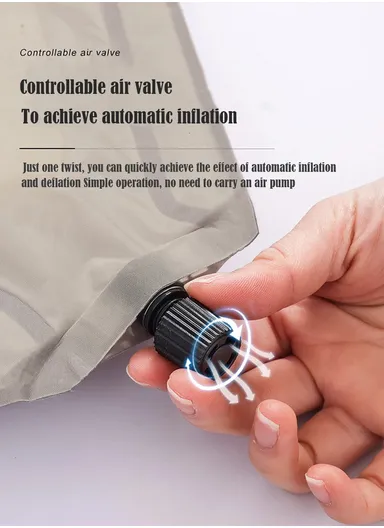 Single Automatic Air Mattress with Carrying Bag, Multi-Use Adjustable Indoor &amp; Outdoor Activity Water-Repellent Sleeping Mattress G05-9B (L190 x W65 x T3)cm - Beige