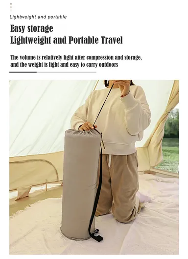 Single Automatic Air Mattress with Carrying Bag, Multi-Use Adjustable Indoor &amp; Outdoor Activity Water-Repellent Sleeping Mattress G05-9B (L190 x W65 x T3)cm - Beige