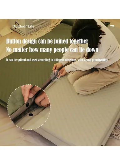 Double Automatic Air Mattress with Carrying Bag, Multi-Use Adjustable Indoor &amp; Outdoor Activity Water-Repellent Sleeping Mattress G05-9C (L190 x W130 x T3)cm - Beige