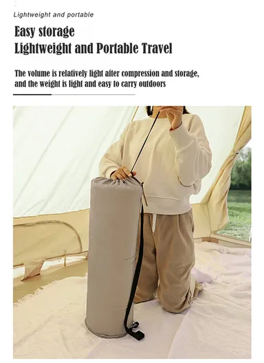 Double Automatic Air Mattress with Carrying Bag, Multi-Use Adjustable Indoor &amp; Outdoor Activity Water-Repellent Sleeping Mattress G05-9C (L190 x W130 x T3)cm - Beige